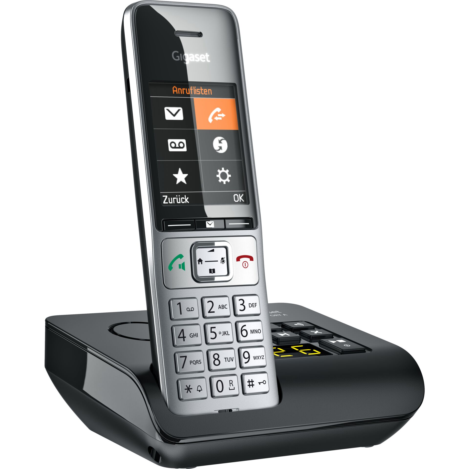 Fastnettelefon Gigaset COMFORT 500A - analog/DECT med nummer­visning, sort/sølv