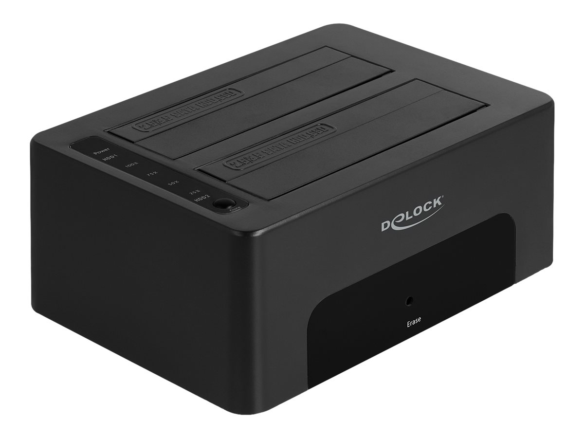 Delock - HDD/SSD dockingstation - båse: 2 - 2,5 / 3,5 delt - SATA 6Gb/s - USB 3.0 - sort
