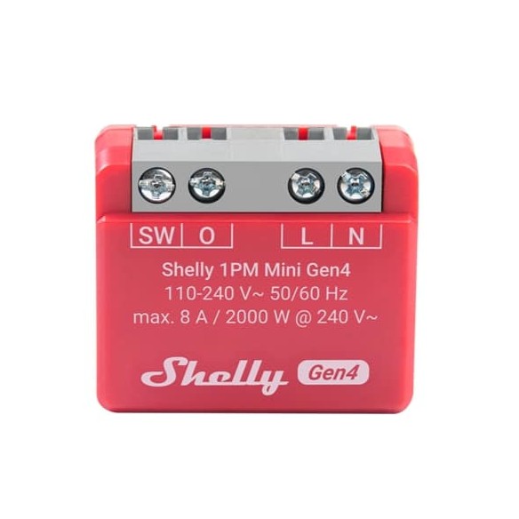 Shelly 1PM Mini Gen4 2-pack - WiFI & Zigbee relæ med effektmåling (230VAC)