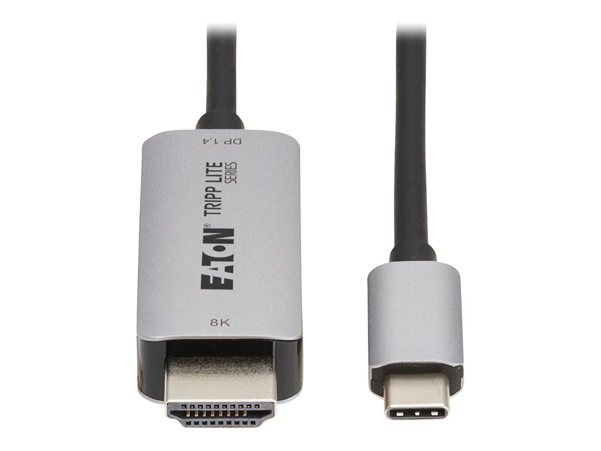 Eaton Tripp Lite Series USB-C to HDMI Active Adapter Cable M/M 8K60 Hz 4K 144Hz HDR 4:4:4 HDCP 2.3 Black 6ft - Adapterkabel - 24 pin USB-C han til HDMI han - 1.83 m - sort/sølv - aktiv, 8K60 Hz support, 4K144 Hz support - for P/N: U415-002-BDS