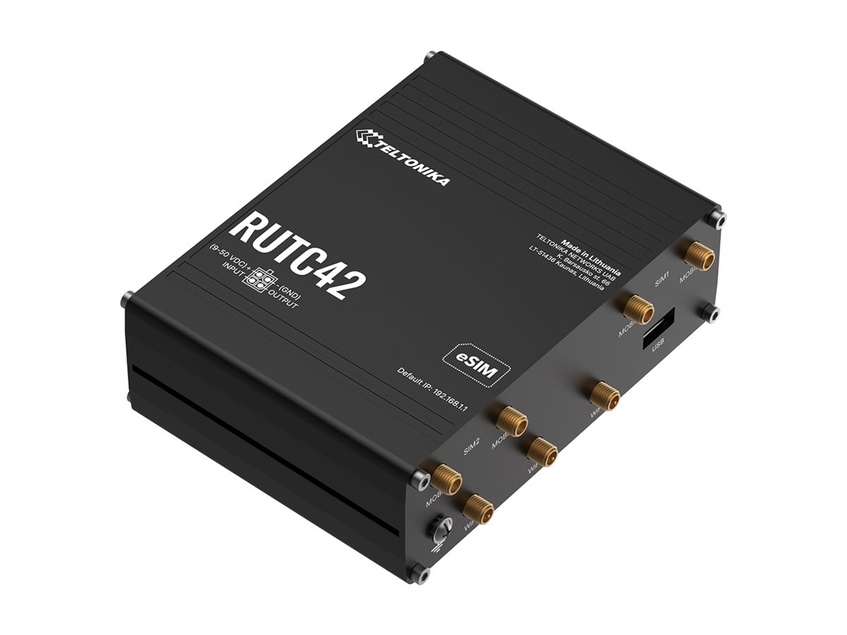 Teltonika RUTC42 - Trådløs router - WWAN 4-port switch - 1GbE - Wi-Fi 6 - Dual Band - 3G, 4G, 2G - DIN monterbar på skinne, væg-monterbar, overflademonterbar