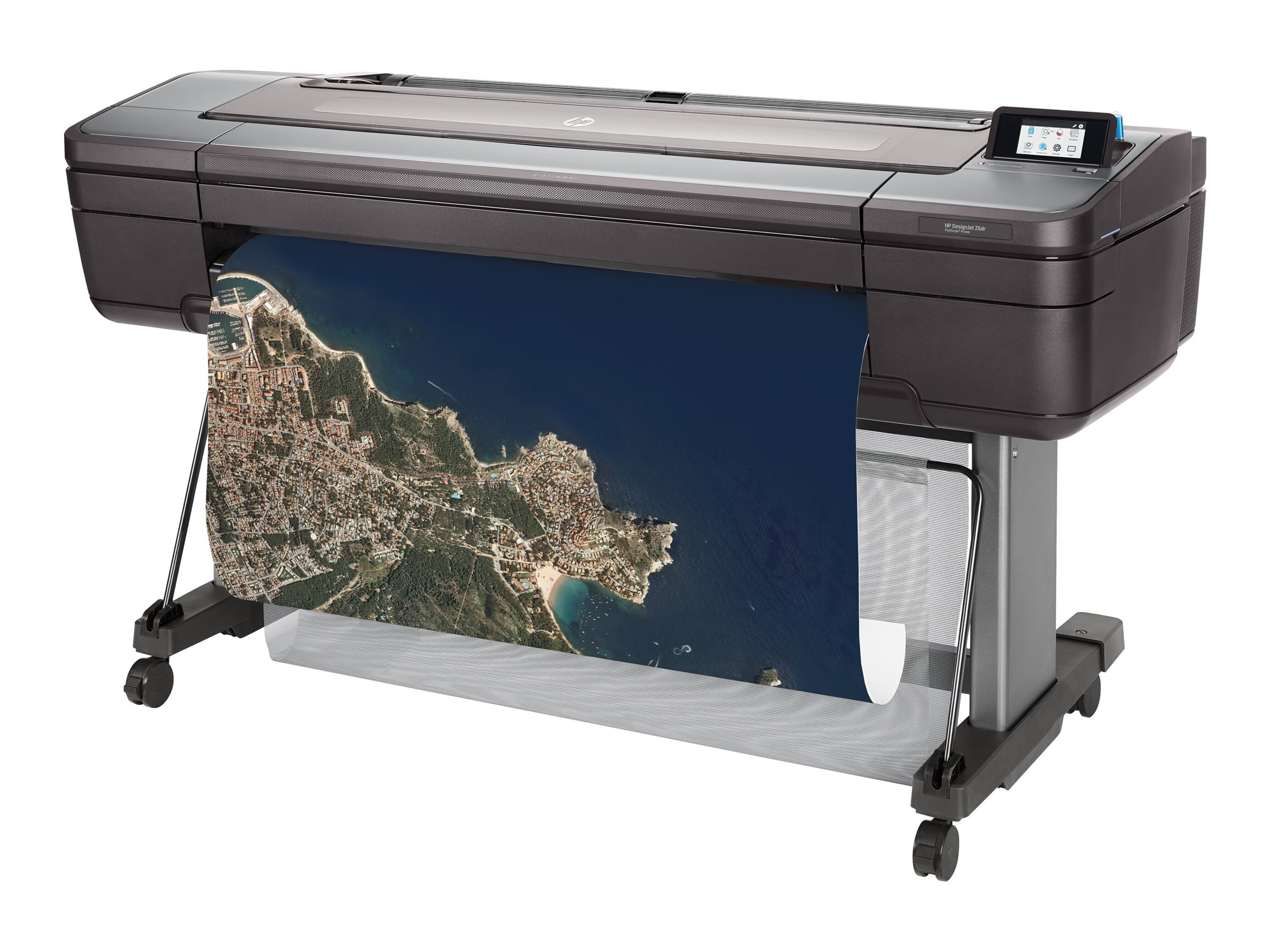 HP DesignJet Z6dr PostScript - 44 stor-format printer - farve - blækprinter - Rulle (111,8 cm) - 2400 x 1200 dpi - op til 1.1 min./side (mono) / op til 1.1 min./side (farve) - Gigabit LAN, USB vært - skærer