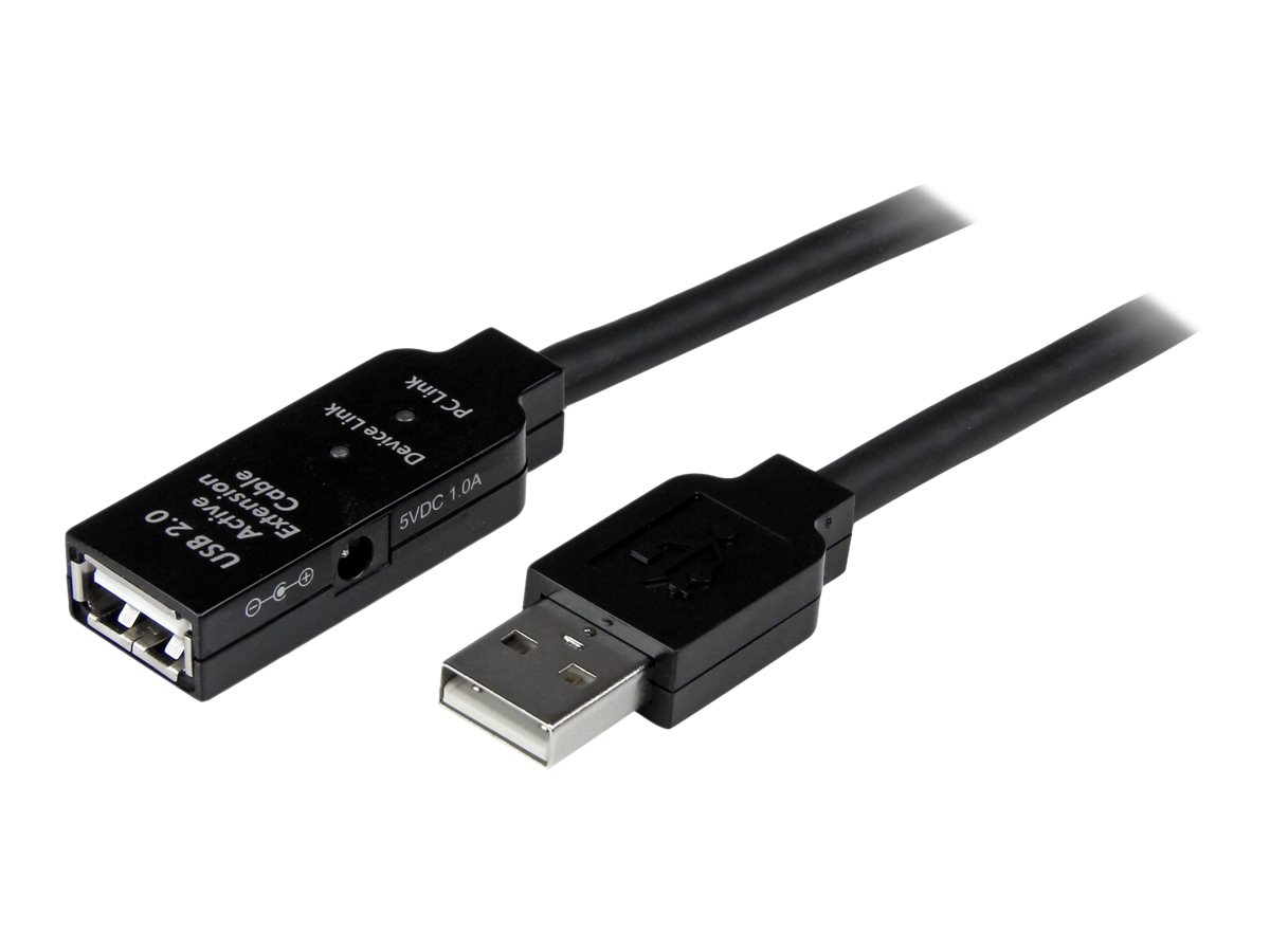 StarTech.com 20m USB 2.0 Active Extension Cable - M/F - USB extension cable - USB (M) to USB (F) - USB 2.0 - 66 ft - active - black - USB2AAEXT20M USB