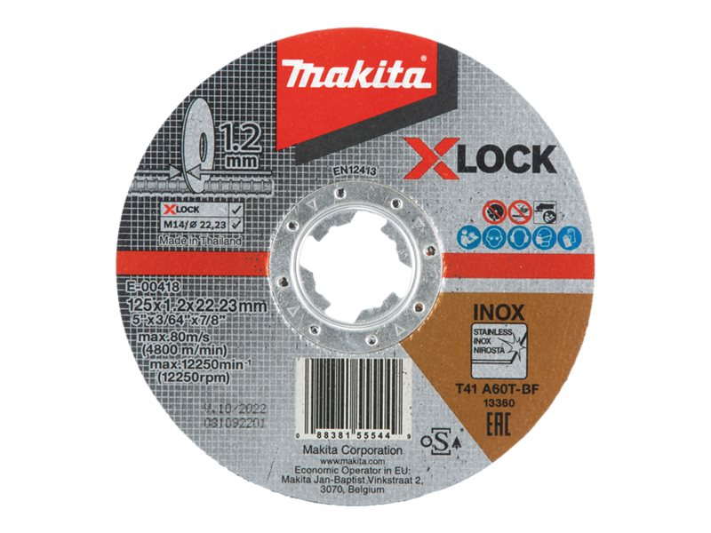 Makita - Kæreskive - for rustfrit stål - 125 mm - kornstørrelse: A60T - for Makita GA041GM201  XGT GA041GZ