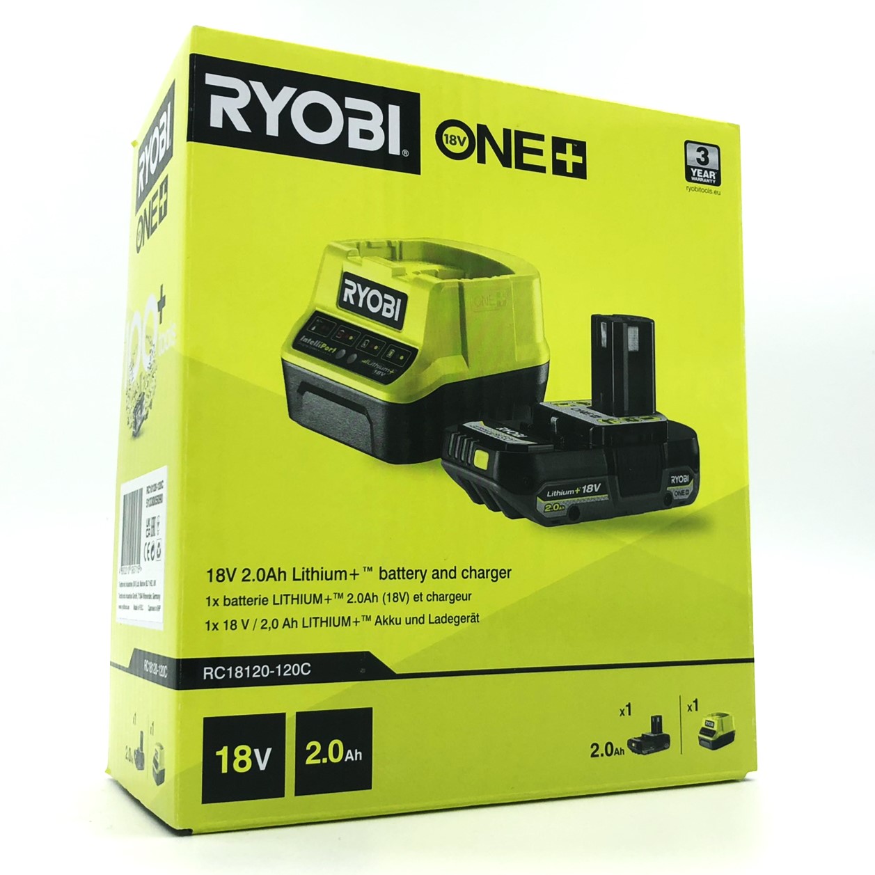 Ryobi 18 V ONE+ battery starter set RC18120-120 (green/black, charger + 2.0 Ah battery)