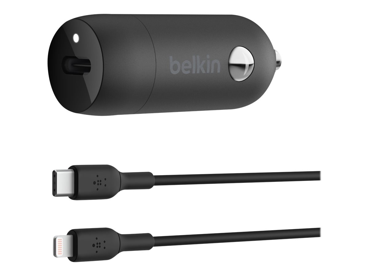 Belkin BoostCharge - Bilstrømsadapter - 30 Watt - 3 A - Fast Charge, Power Delivery 3.1 (USB-C) - sort