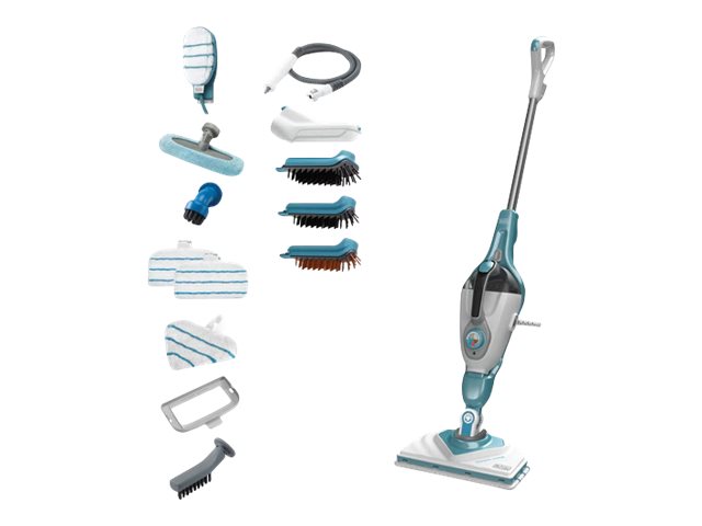 BLACK+DECKER steam-mop BHSM1610DSM - Damprenser - pind/håndholdt (2-i-1) - hvid/aqua