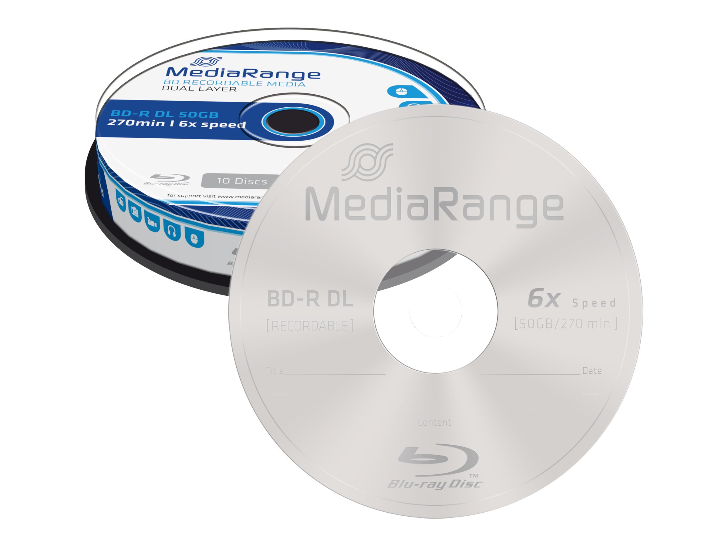 MediaRange - 10 x BD-R DL - 50 GB 6x - spindle