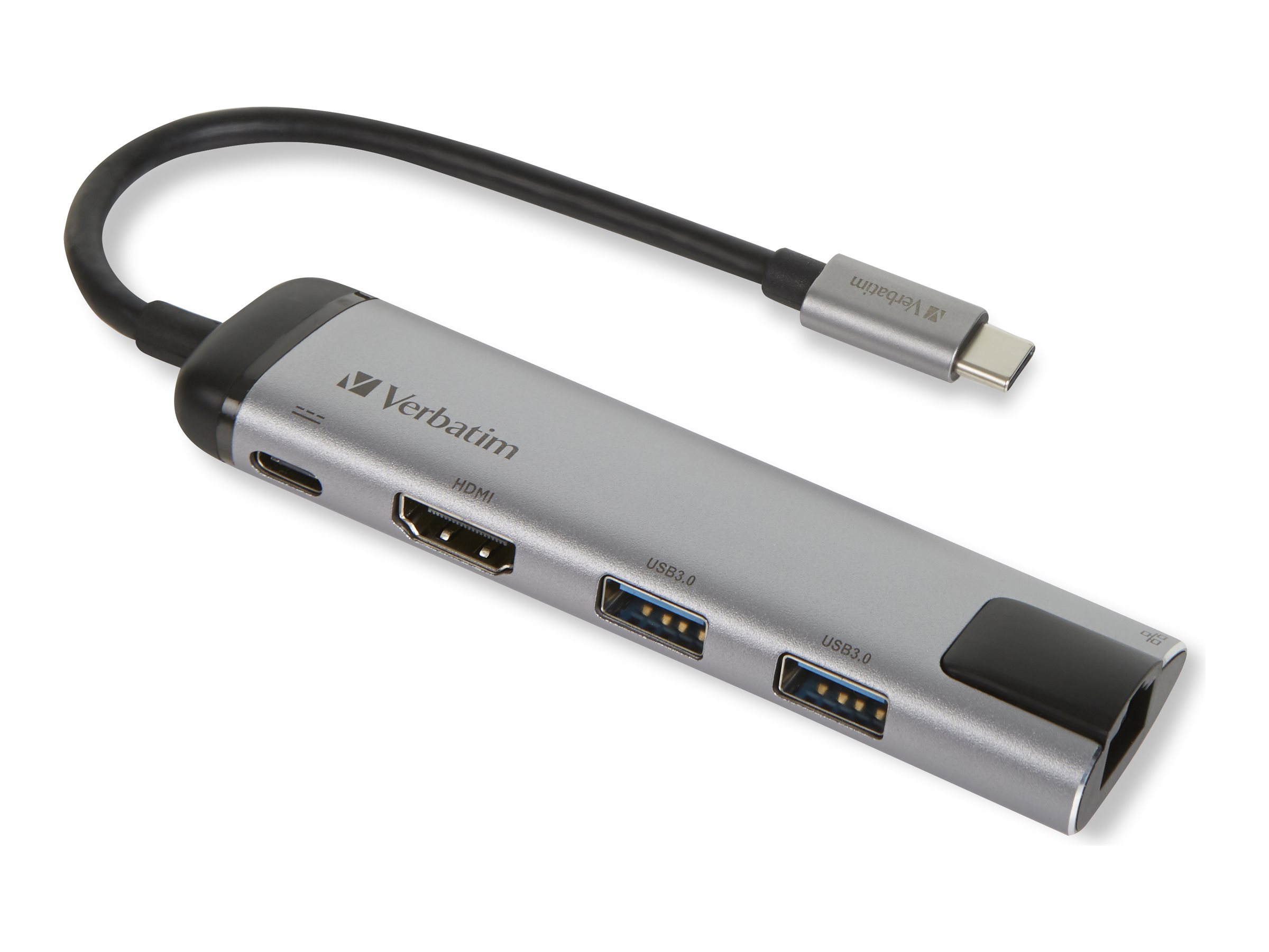 USB-C hub til laptop – Verbatim 49141, sort/sølv