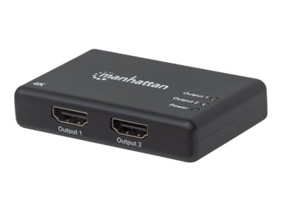 Manhattan 4K 2-Port HDMI Splitter, 4K@30Hz, AC Powered, Boxed, Black (Euro 2-pin plug) Video-/audiosplitter HDMI billede