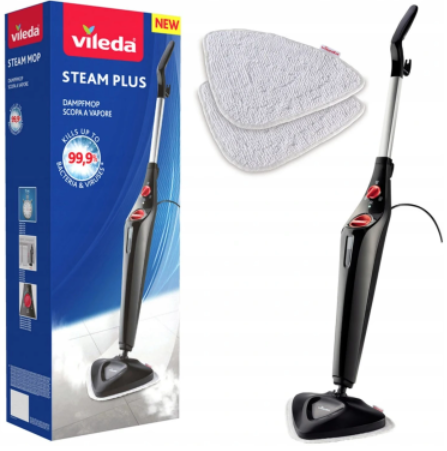 Vileda 168917 Steam Plus 3.0 Electric Mop with 2x Microfibre Replacement Pads