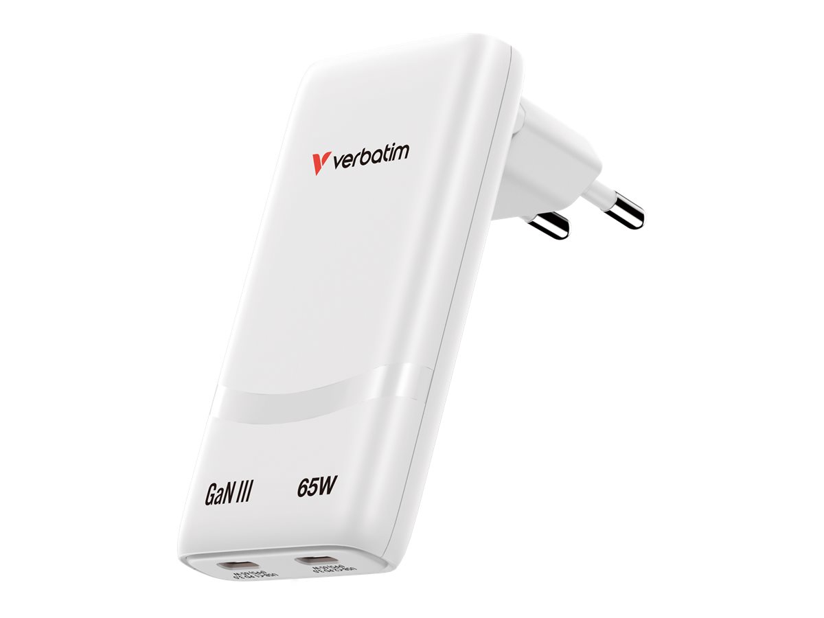 Verbatim Fold 'n' Go GaN Charger 65W EU plug White