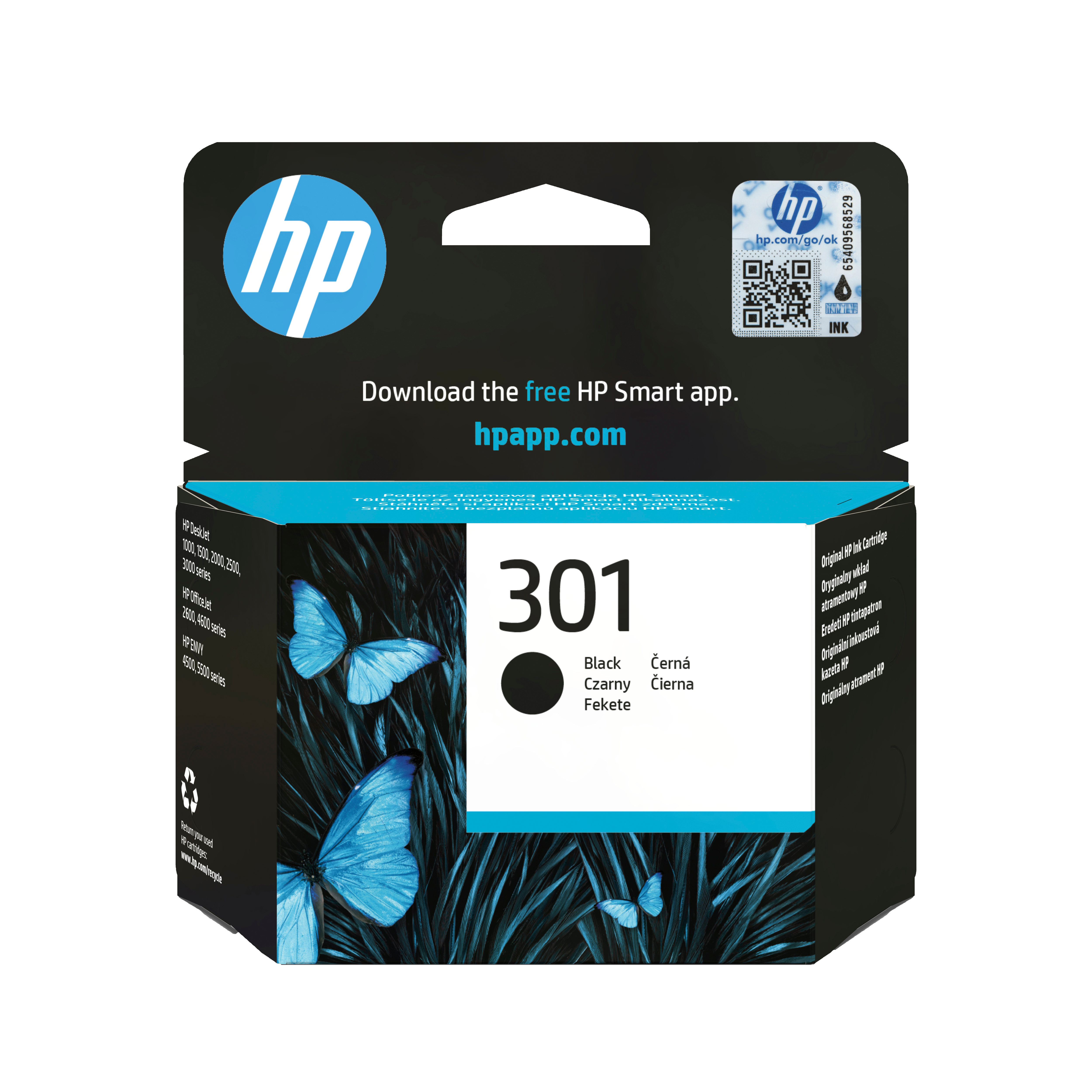 HP 301 Black Original Sort 170 sider Blæk