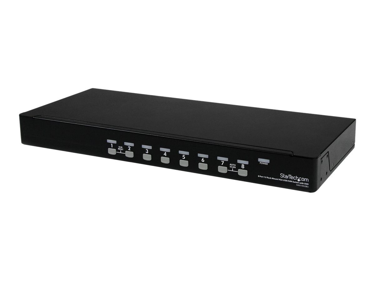 Startech 8-Port USB KVM Swith with OSD - TAA Compliant - 1U Rack Mountable VGA KVM Switch (SV831DUSBU) - KVM switch - 8 x KVM port(s) - 1 lokalbruger - desktop - for P/N: RK3236BKF, RKCONS1701, RKCONS17HD, RKCONS1901, RKCONS1908K, RKCONS1916K, RKQMCAB12V2