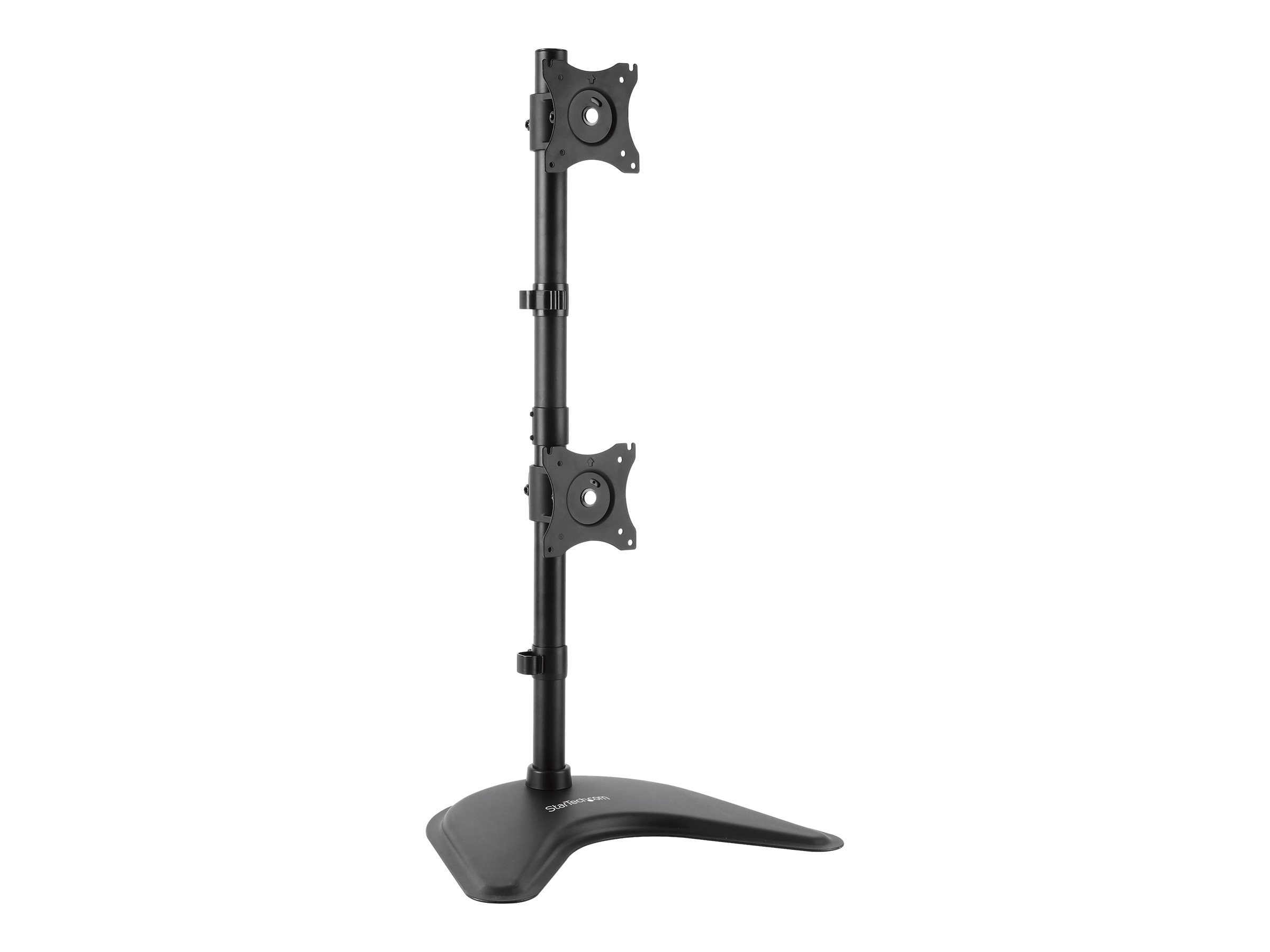 StarTech.com Vertical Dual Monitor Stand - Supports Monitors to 27" - Adjustable - Computer Monitor Stand for Double Stacked VESA Monitors - Black