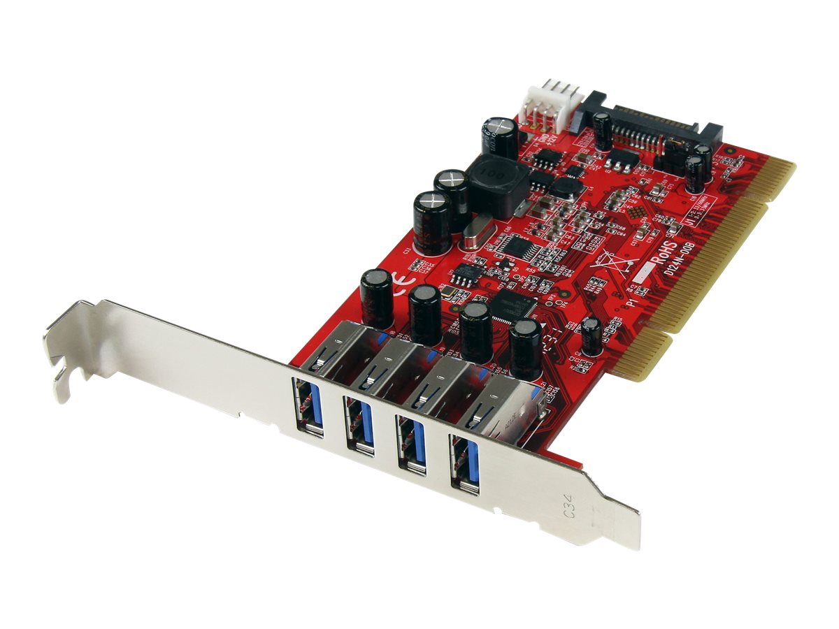 StarTech.com 4 Port PCI SuperSpeed USB 3.0 Adapter Card with SATA / SP4 Power