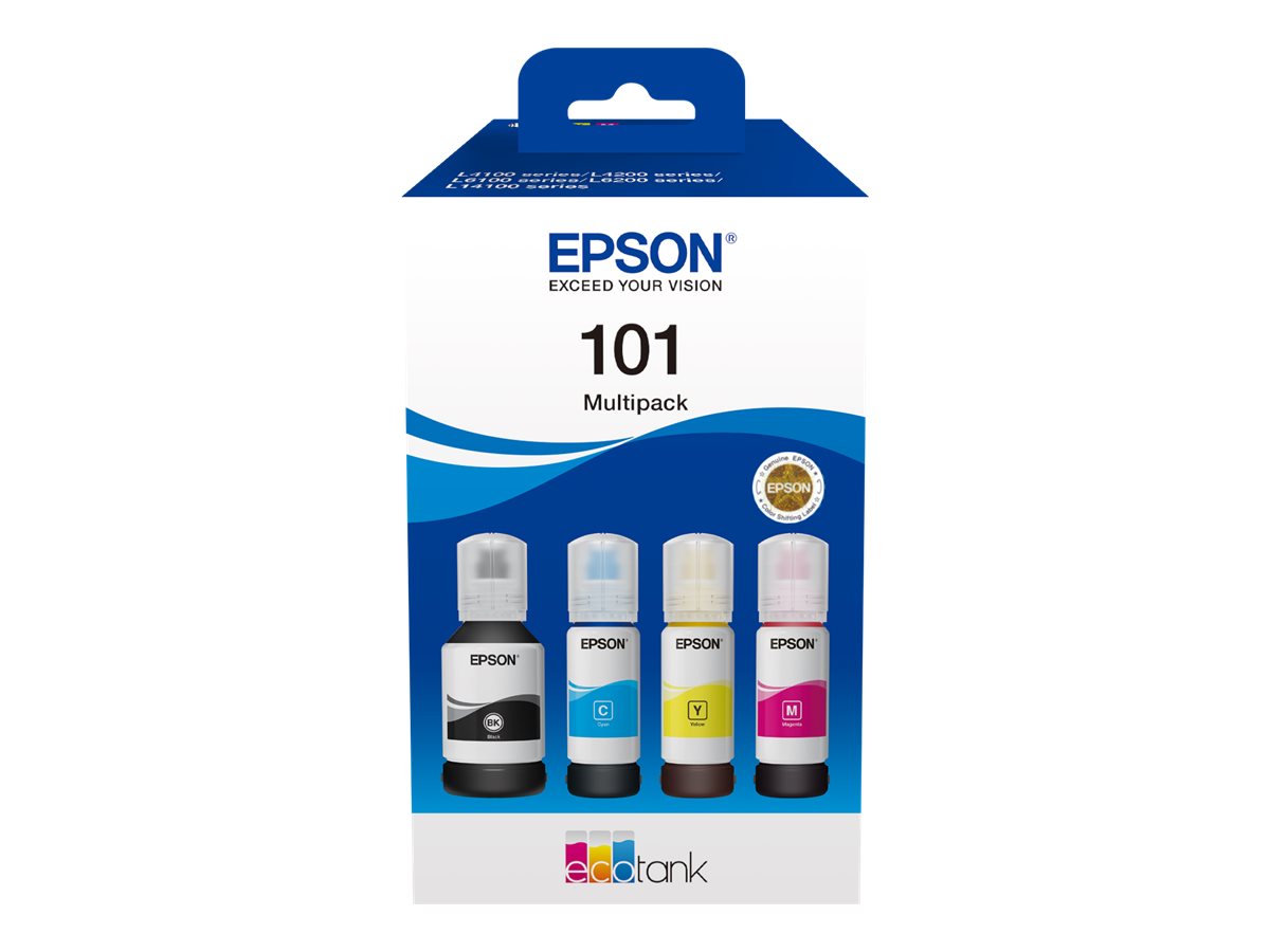 Blækflasker til printer – Epson 101 Multipack, original, sort/cyan/magenta/gul (4 stk.)