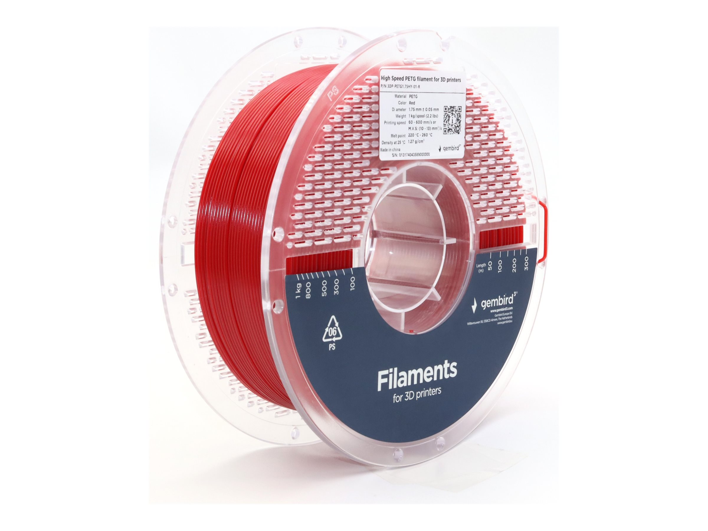 Gembird High Speed PETG (PET, PETT) - Rød - 1.75mm ø - 1 kg