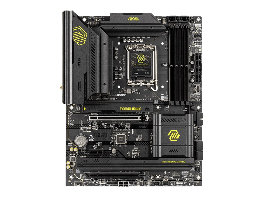 MSI MAG B860 TOMAHAWK WIFI - Bundkort - ATX - LGA1851 sokkel - B860 Chipset - USB4, USB 3.2 Gen 1, USB 3.2 Gen 2, USB-C 3.2 Gen2 - 5 Gigabit Ethernet, Wi-Fi 7, Bluetooth - onboard grafik (CPU påkrævet) - HD Audio (8-kanaler)