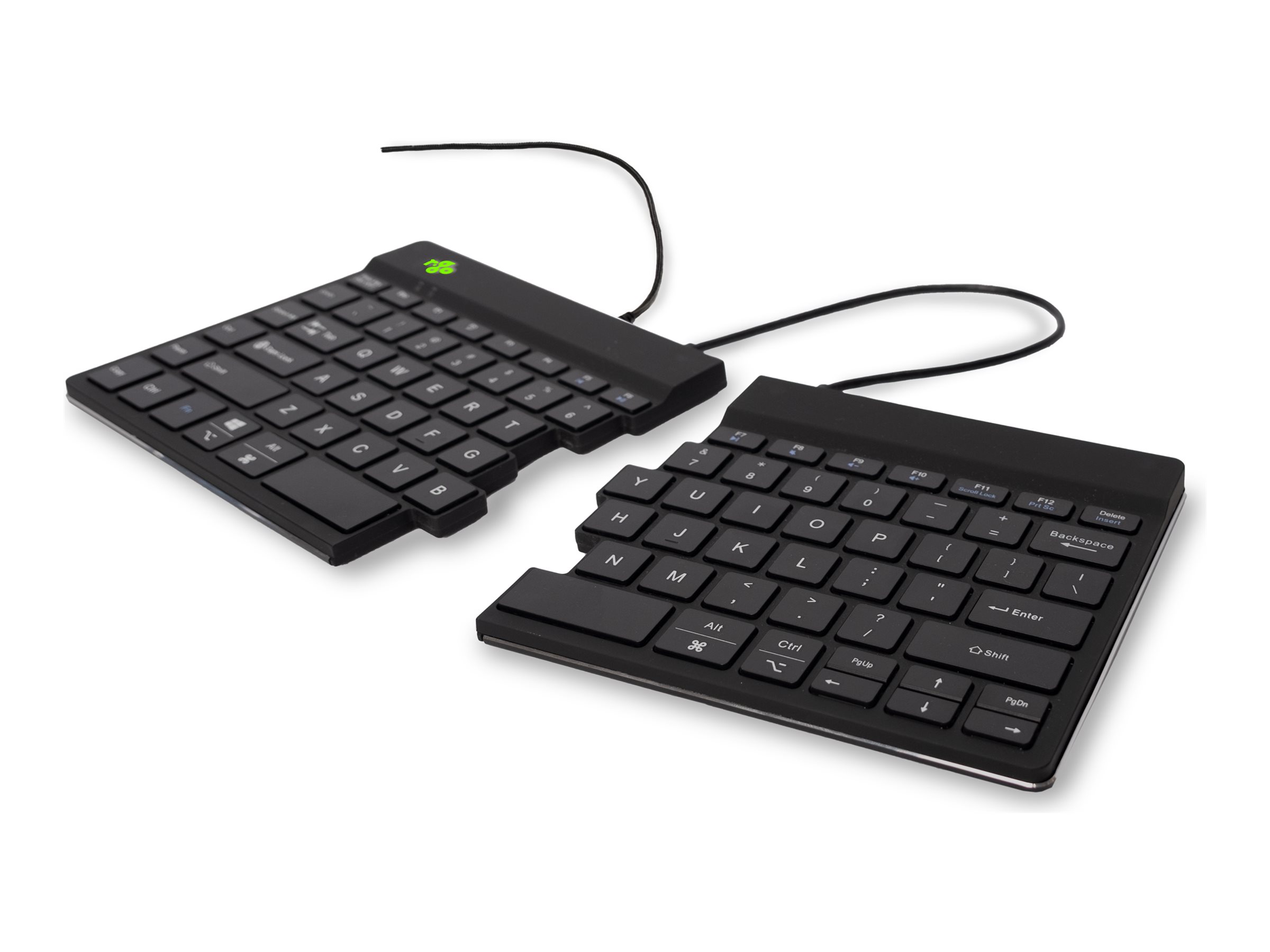 R-Go Split Ergonomiske tastatur, QWERTY (US), sort, kablet Tastatur Kabling US