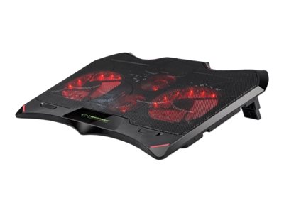 Esperanza BURAN PC Laptop Cooler med sejt RGB lys. 4 blæsere og højdejustering. Rød.