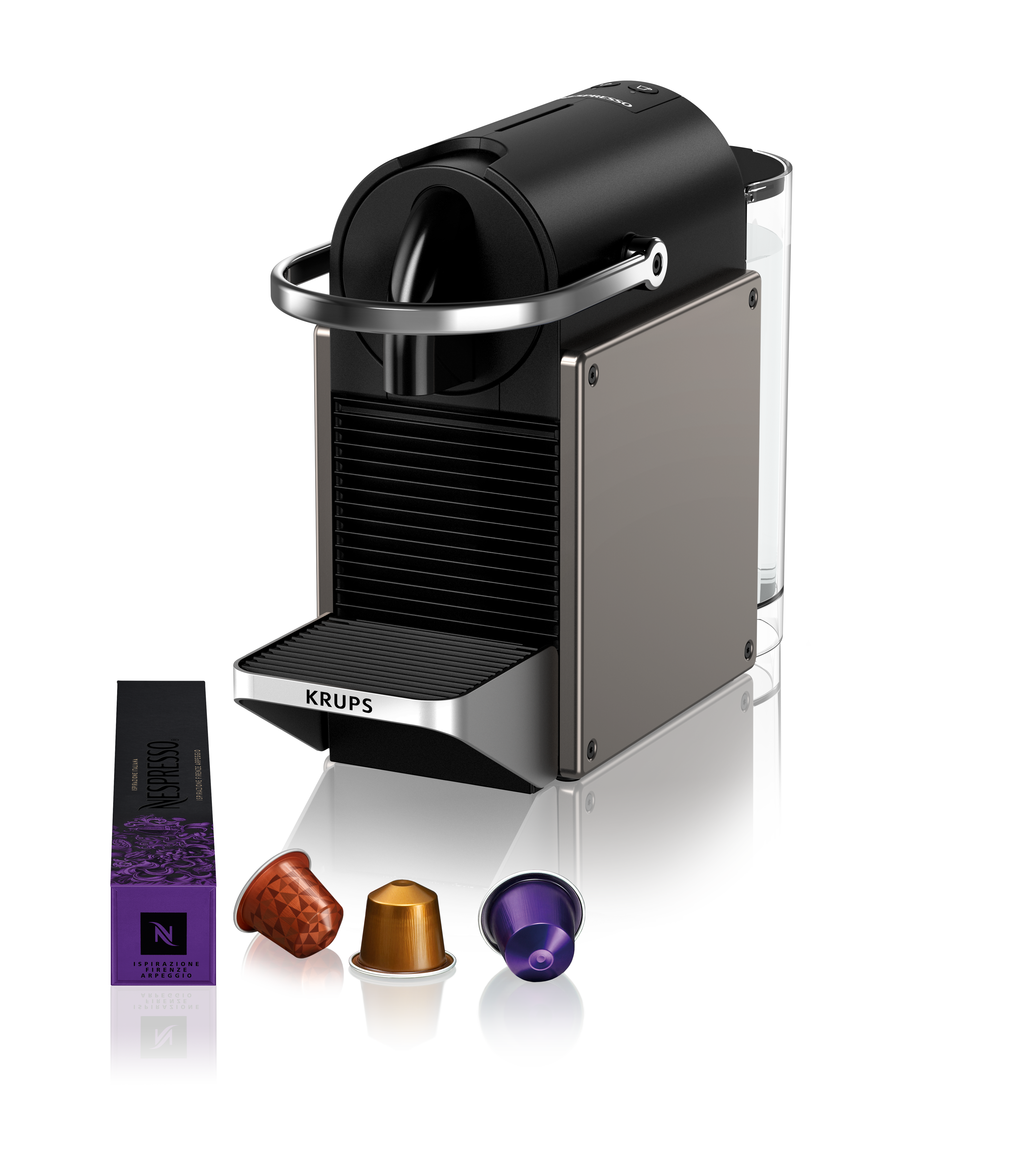 Krups Nespresso Pixie XN306T - Kaffemaskine - 19 bar - titan