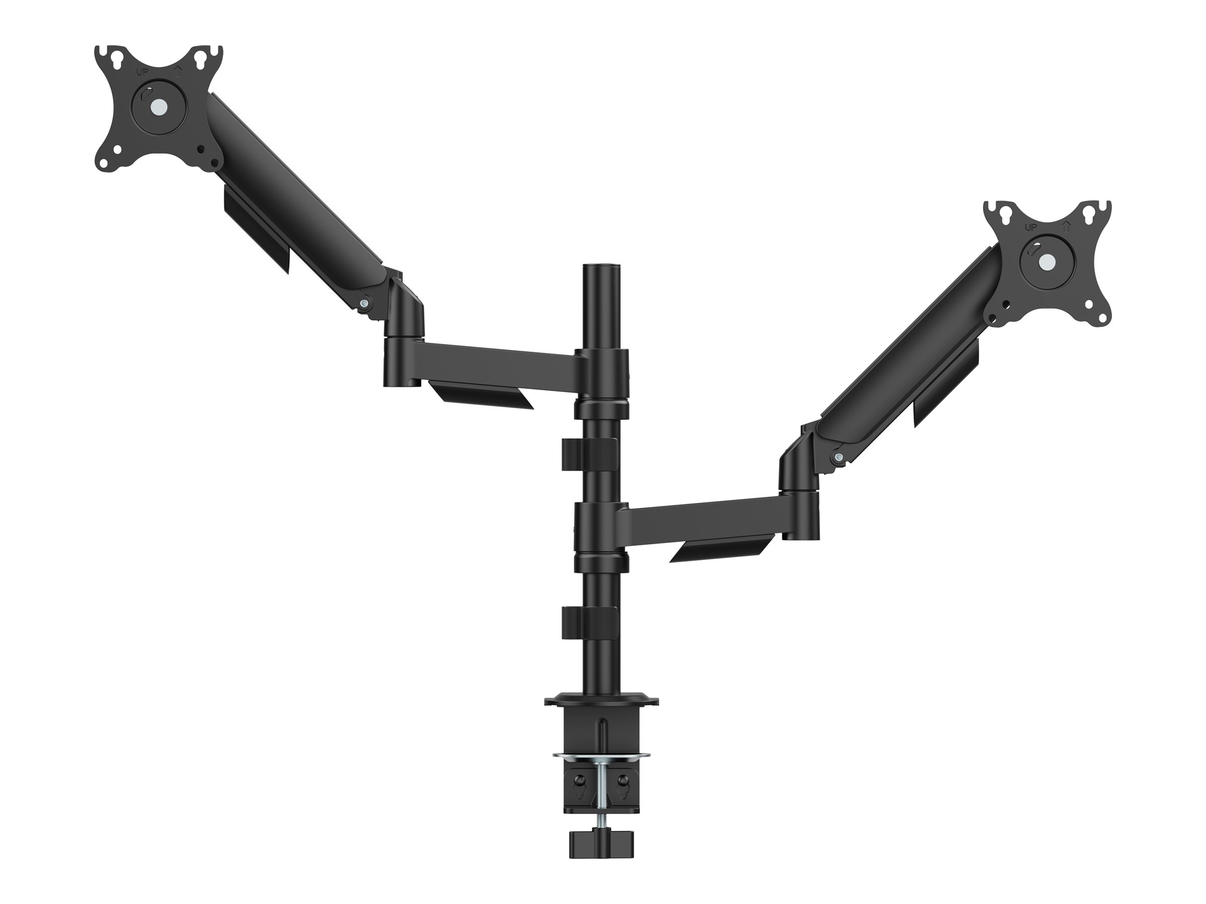 Gembird - Monteringssæt (2 artikulerende arme, 2 VESA-monteringsbøjler, klemmemonteringsbase, skive-monteret base) - justerbare arme - for 2 LCD displays - stål, plastik - fin tekstursort - skærmstørrelse: 17-32 - skrivebordsmonterbar