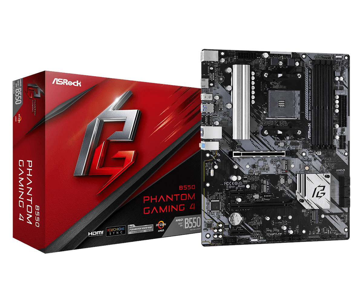 ASRock B550 PHANTOM GAMING 4 Bundkort - AMD B550 - AMD AM4 socket - DDR4 RAM - ATX