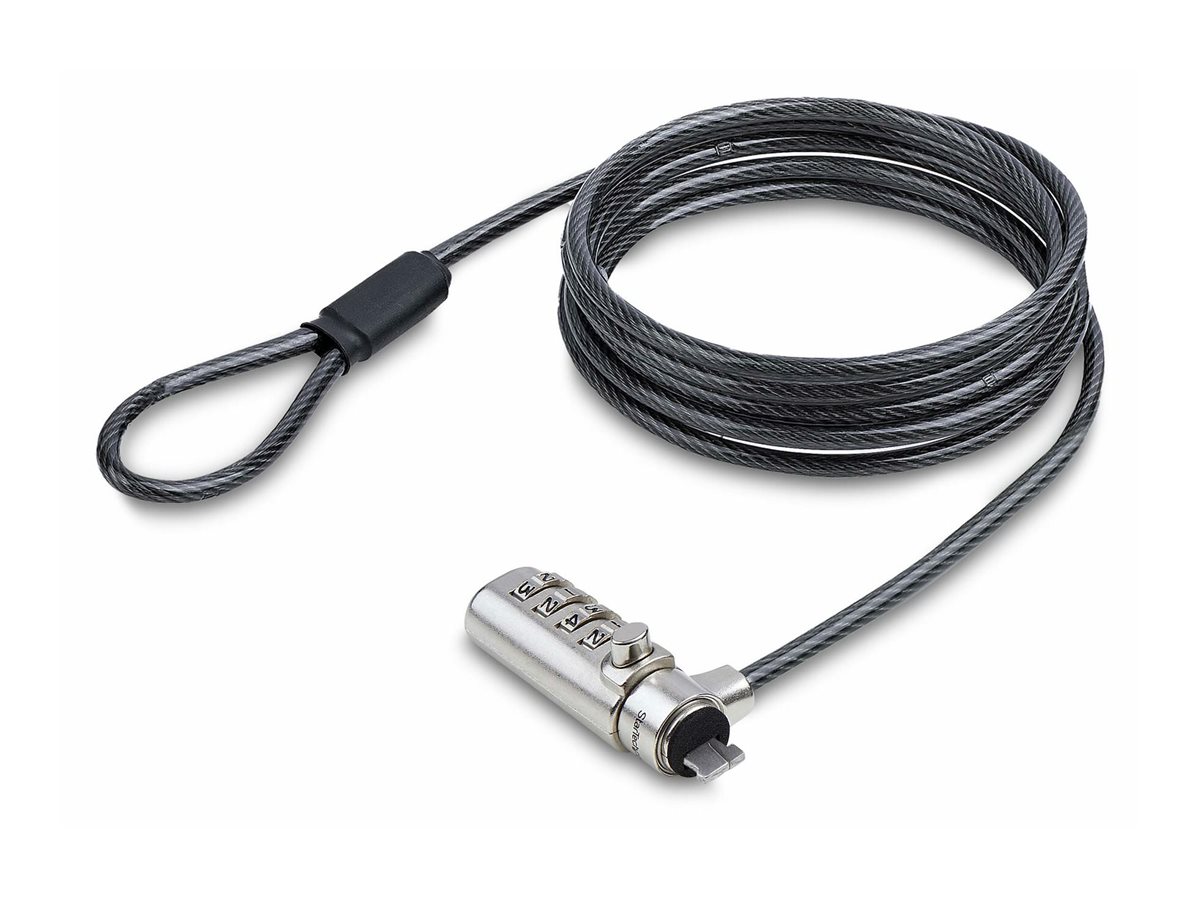 Startech Nano Slot Compatible 6.6ft (2m) Cable Lock, Laptop Security - Sikkerhedskabelslås - sort og sølv - 2 m