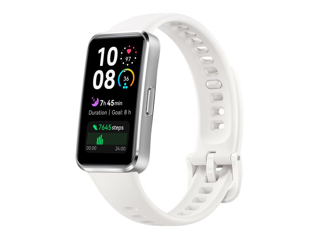 Huawei Band 10 - Aluminiumslegering - aktivitetssporer med rem - fluoroelastomer - håndledsstørrelse: 120-190 mm - display 1.47 - Bluetooth - 15 g - hvid