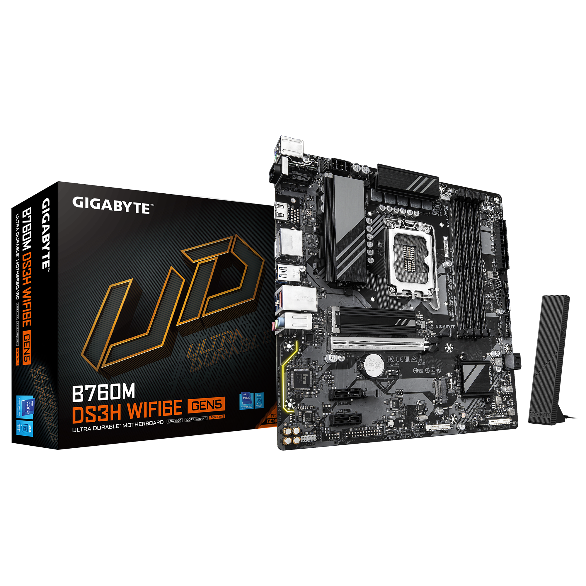 GIGABYTE B760M DS3H WIFI6E GEN5 Bundkort - Intel B760 - Intel LGA1700 - DDR5 RAM - Micro-ATX