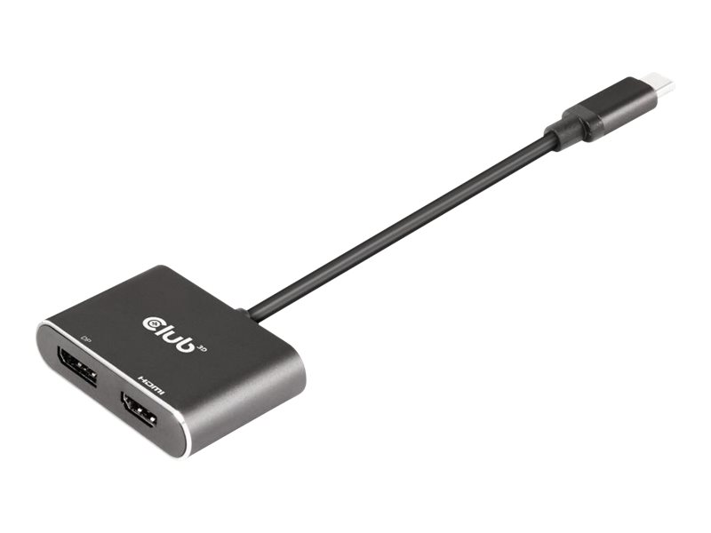 Club 3D CSV-1552 USB-C gen 2 til HDMI, DisplayPort 1.4 Videoadapter Sort
