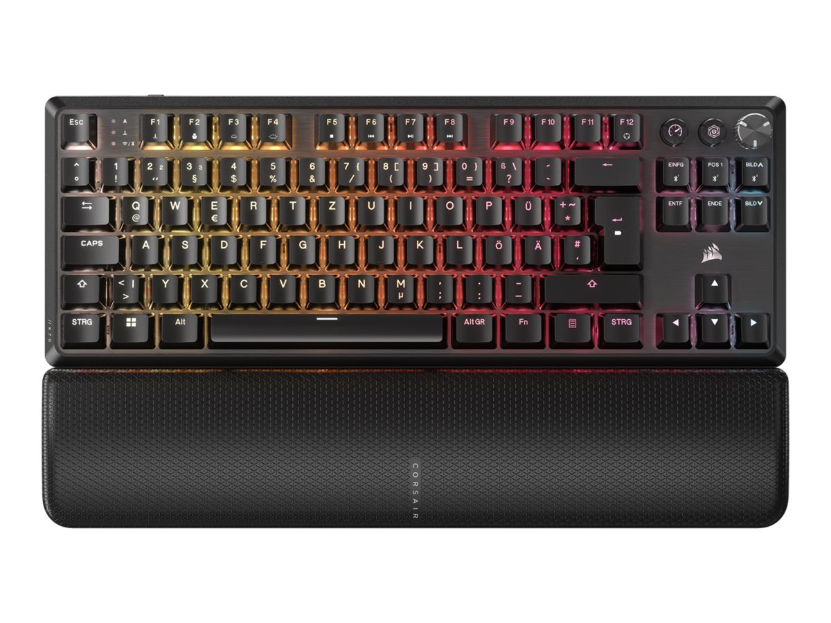 CORSAIR K70 CORE TKL WIRELESS RGB Tastatur Mekanisk Per-tast RGB Trådløs Kablet Tysk