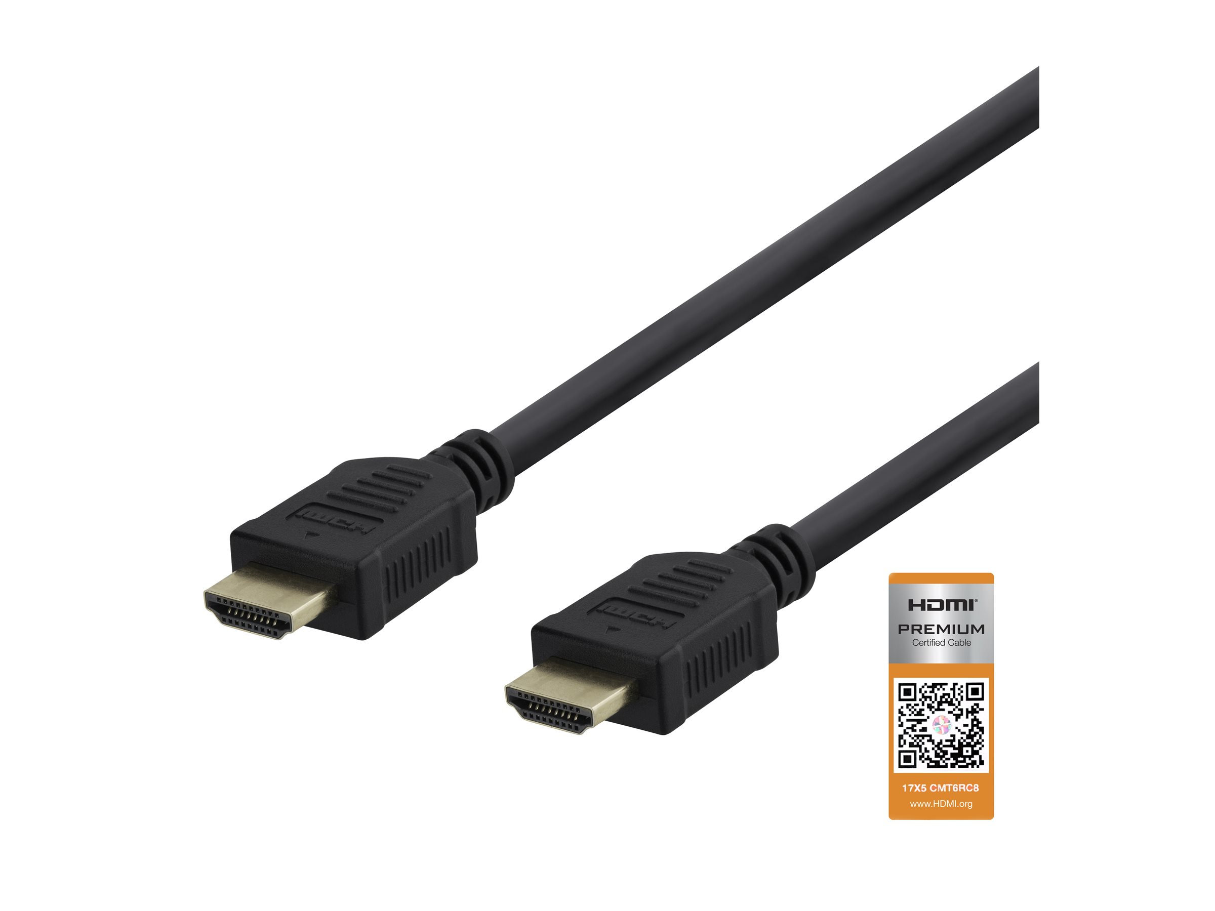 DELTACO - Premium High Speed - HDMI-kabel med Ethernet - HDMI han til HDMI han - 50 cm - sort - 4K60 Hz support, op til 18 Gbps datatransferhastighed, 3840 x 2160 support
