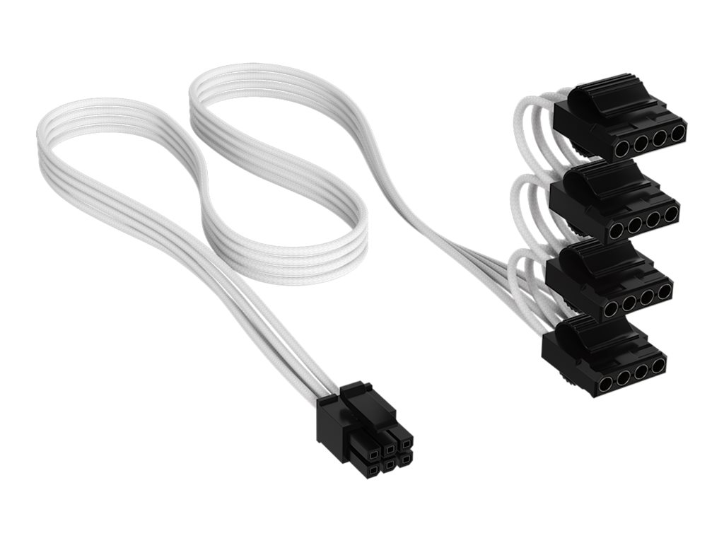 CORSAIR 6-pin intern strøm (male) - Strøm 4-pin stikforbindelse (male) Hvid Strømkabel