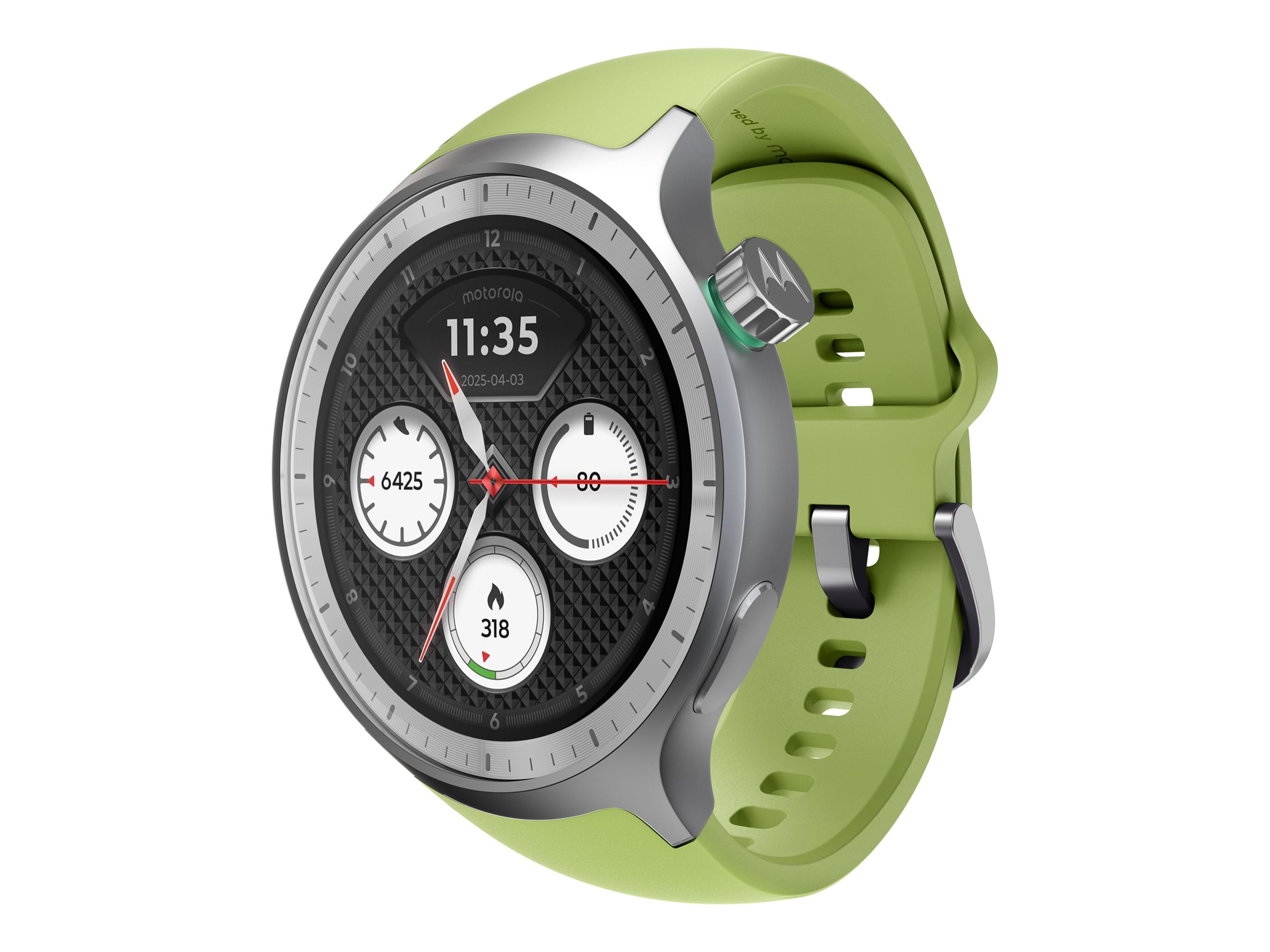 Motorola moto watch - Matte Silver + PANTONE Herbal Garden band