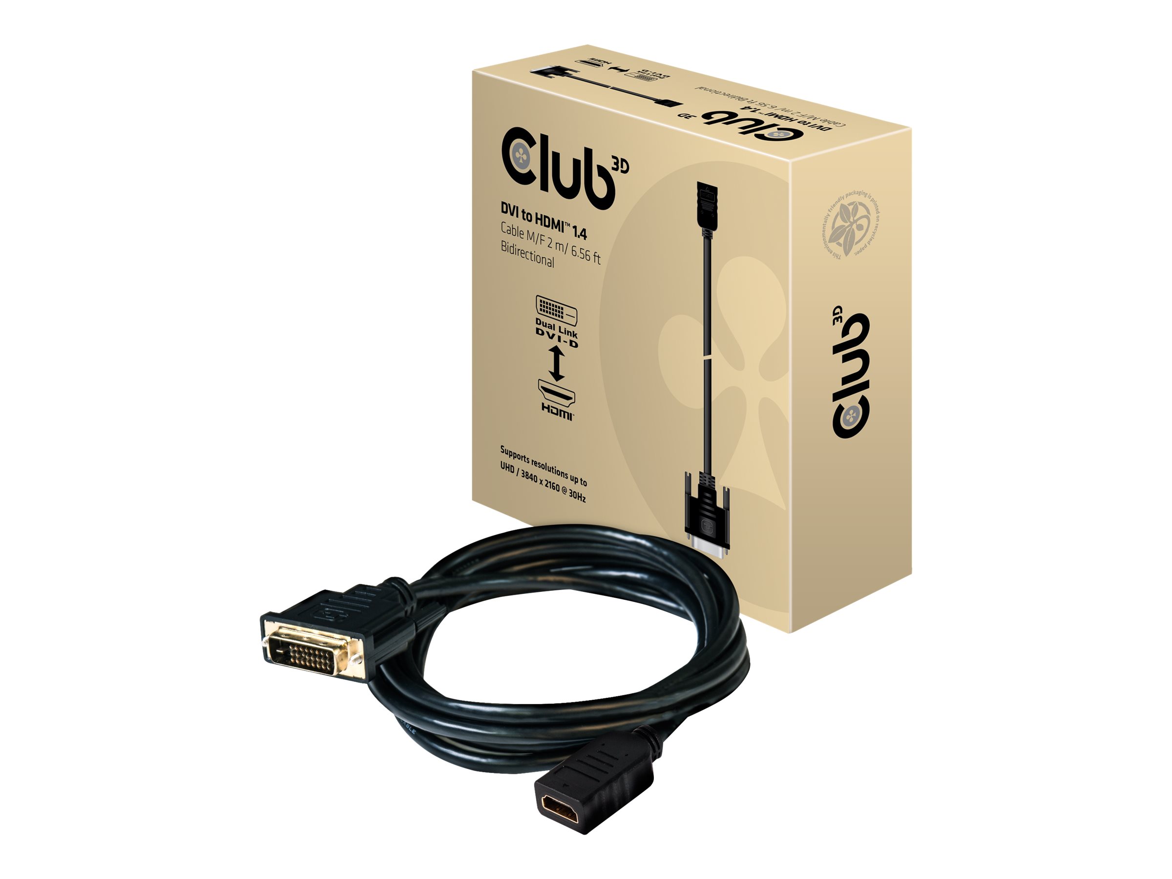 Club 3D CAC-1211 HDMI til DVI kabel 2m Sort