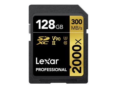 Lexar Pro 2000X SDHC/SDXC UHS-II U3(V90) R300/W260 (w/o cardreader) 128GB - Hukommelseskort