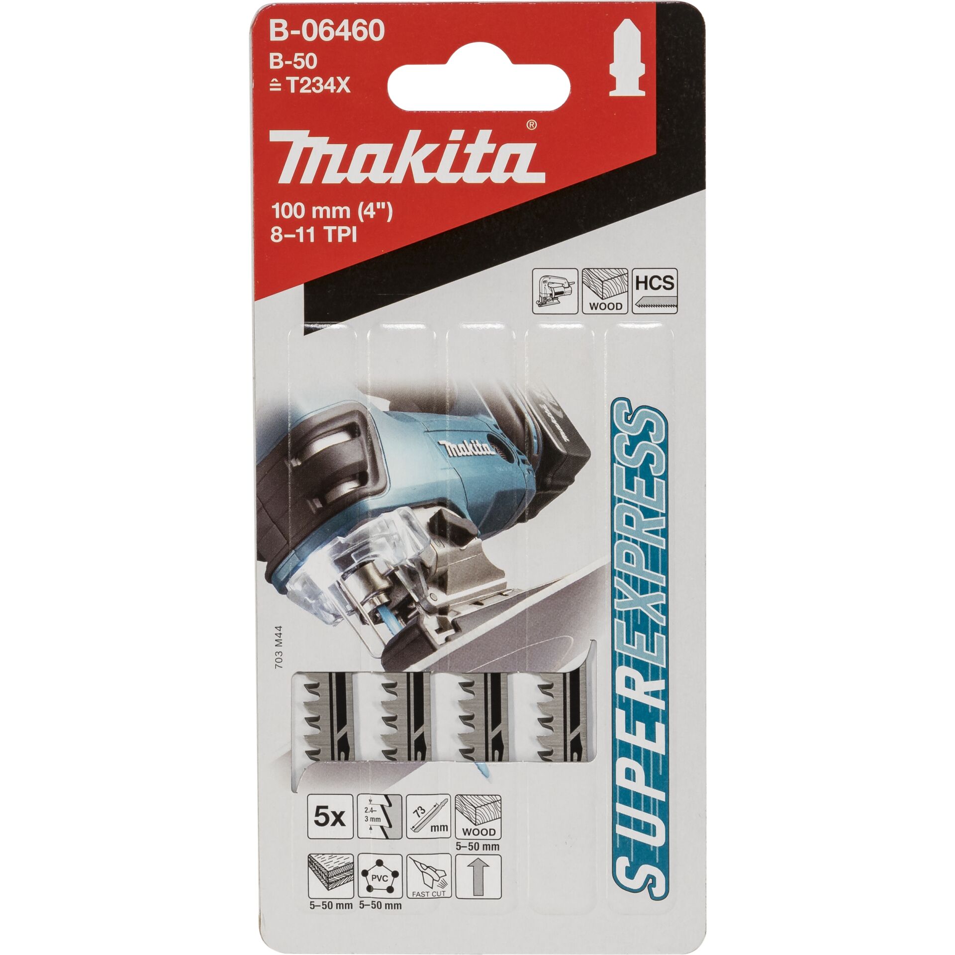 Makita B-50 - Stiksavsklinge - for træ, plastik, spånplade, plademetal, krydsfiner, finer - 5 stykker - længde: 100 mm - for Makita DJV182Z