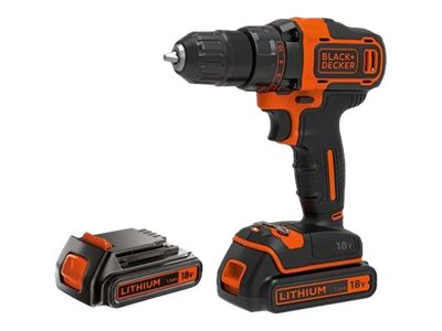 BLACK+DECKER BDCDD186KB-QW - Bor/driver - ledningfri - nøgleløs borepatron 10 mm - 40 N·m - 2 batterier - 18 V