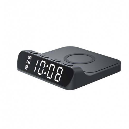 Havit W3031 3-in-1 Wireless 15W Qi Charger for smart phone with Alarm Clock - Black