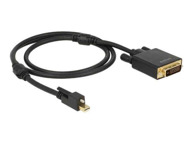 DeLOCK Cable mini Displayport 1.2 male screw > DVI male 4K Active Video transformer