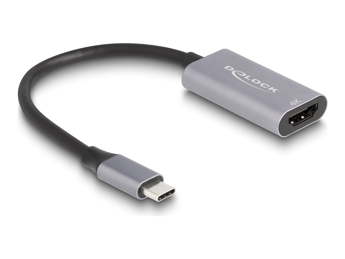 Delock - High Speed - videoadapter - 24 pin USB-C han til HDMI hun - 15 cm - grå/sort - 4K60Hz (4096 x 2160) support, DP Alt-tilstand support, HDR support