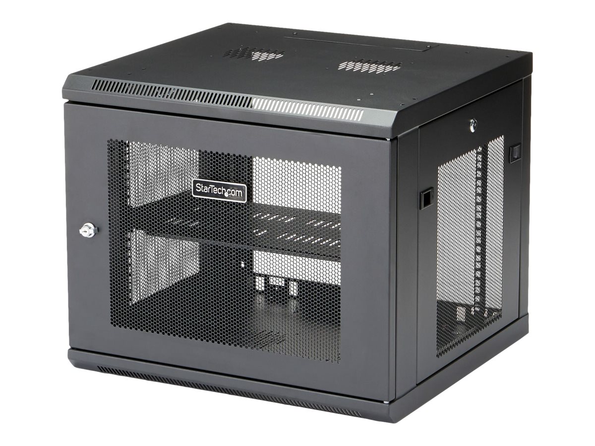 StarTech.com "9U Wall Mount Server Rack Cabinet - 4-Post Adjustable Depth (2"" to 19"") Network Equipment Enclosure Cable Management (RK920WALM)"