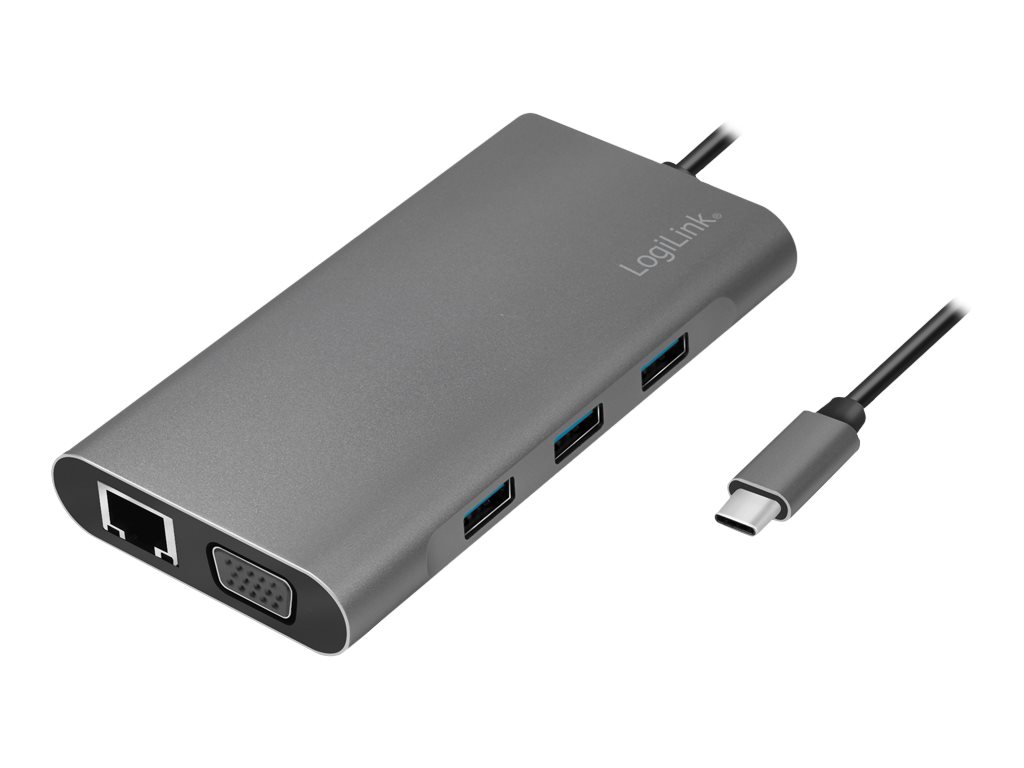 LogiLink USB-C 3.2 Gen 1 docking station, USB-C, 10-port, PD, silver