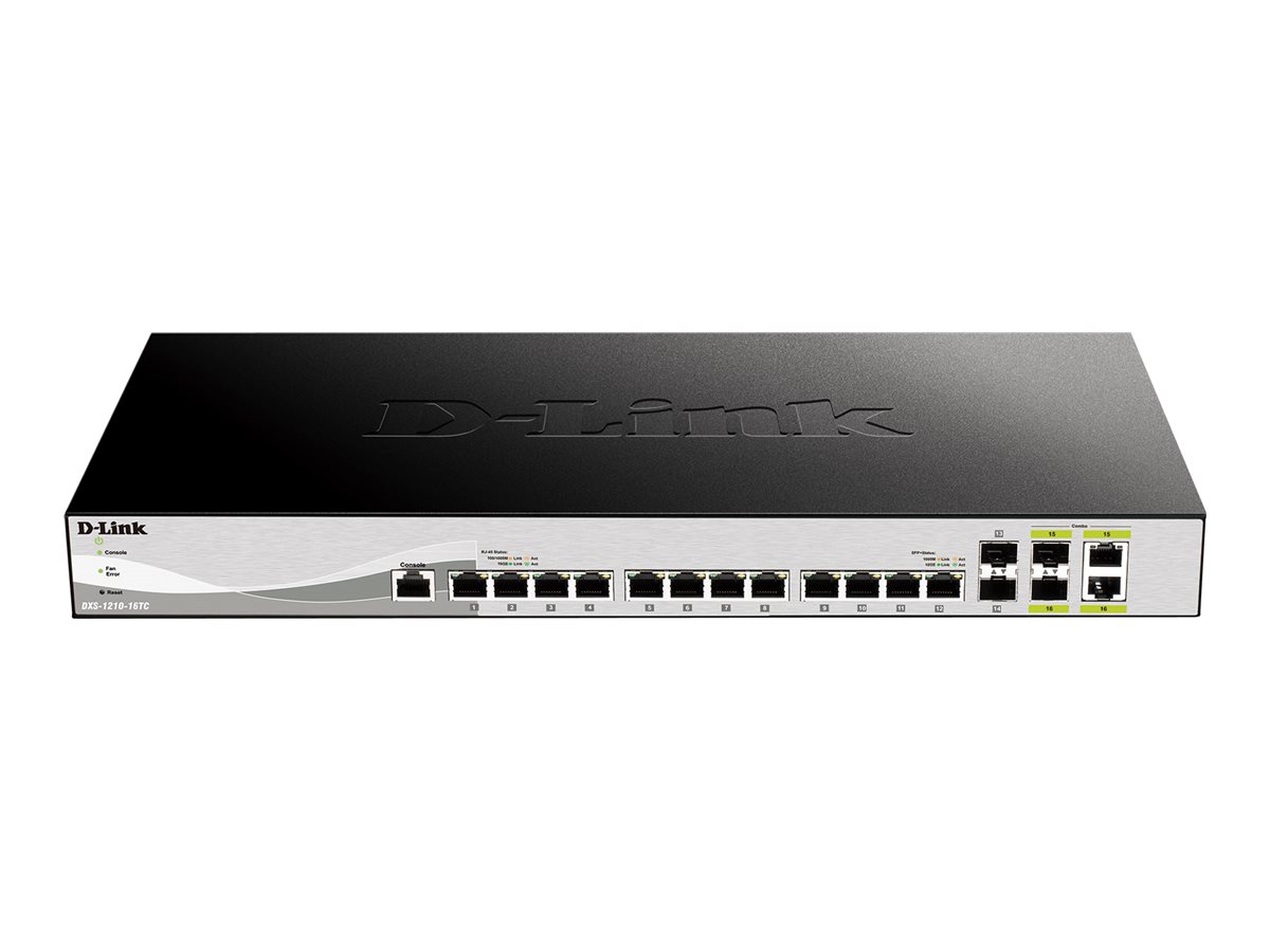 D-Link DXS 1210-16TC - Switch - smart - 12 x 10GBase-T + 2 x SFP+ + 2 x combo 10 Gigabit SFP+ - rackmonterbar