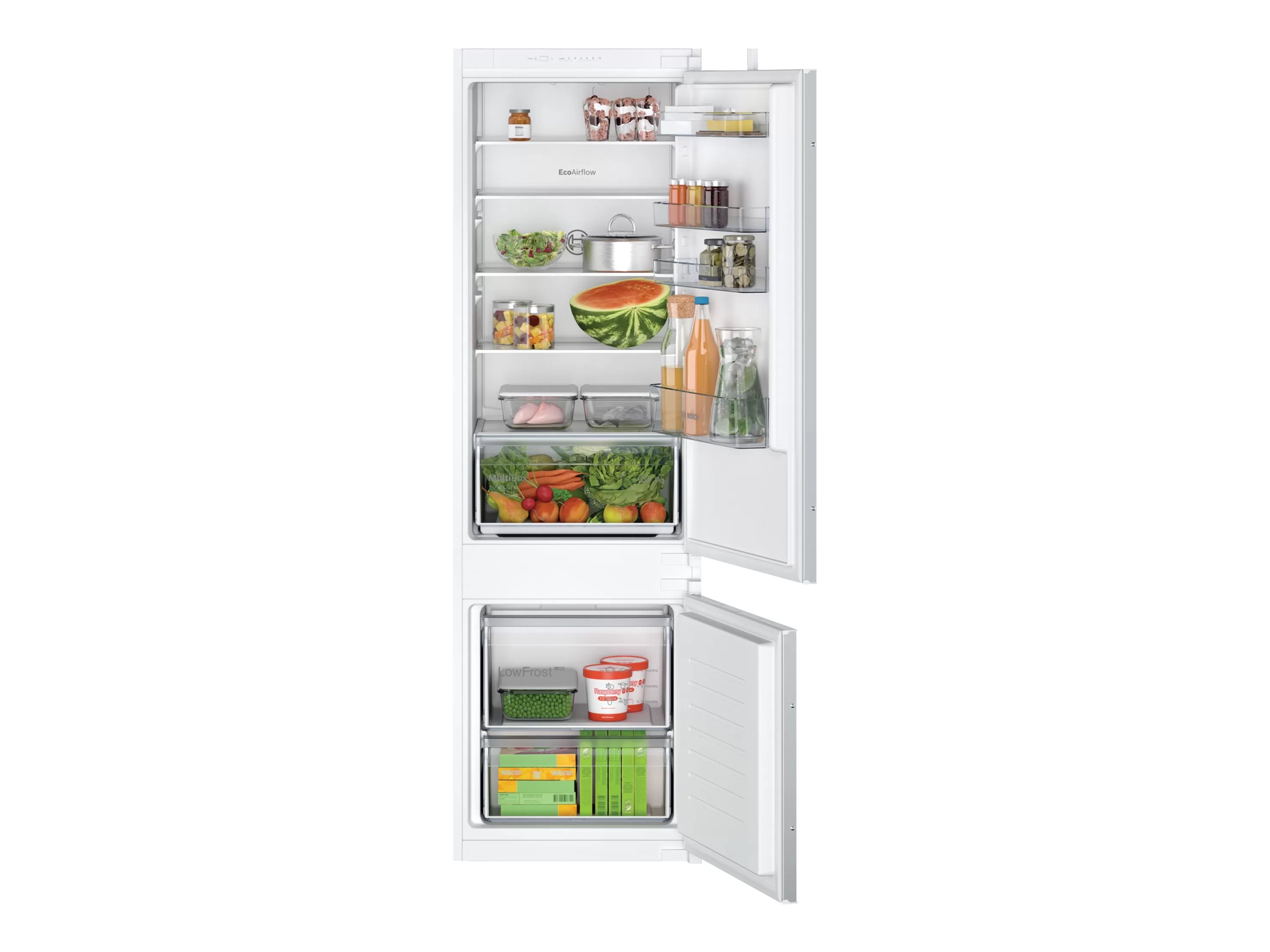 Bosch Serie | 2 KIV87NSE0 - Køleskab/fryser - bund-fryser - til indbygning - niche - bredde: 56 cm - dybde: 55 cm - højde: 177.5 cm - 270 liter - Klasse E