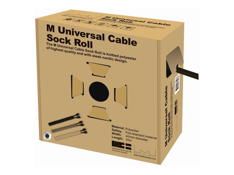 Multibrackets M Universal Cable Sock Roll Black 40mm-W 50m-L