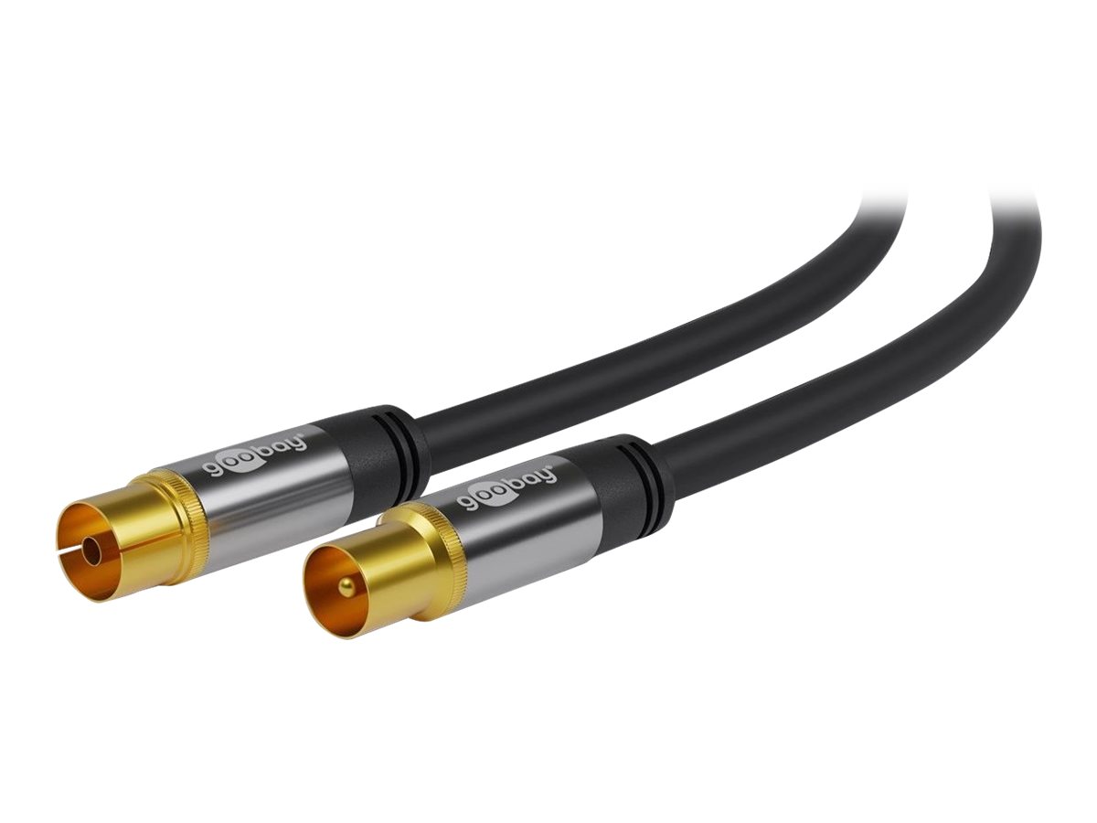 Goobay TV-antennekabel (135 dB), 4x afskærmet forgyldt, koaksial-hunstik > koaksial-stik, 2 m