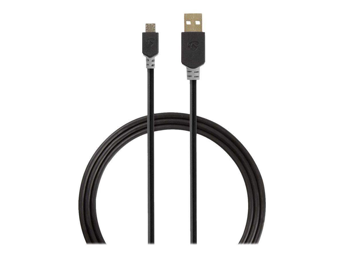 USB-kabel | USB 2.0 | USB-A han | USB Micro-B han | 480 Mbps | Guldplateret | 2.00 m | Runde | PVC | Anthracite | Window Box